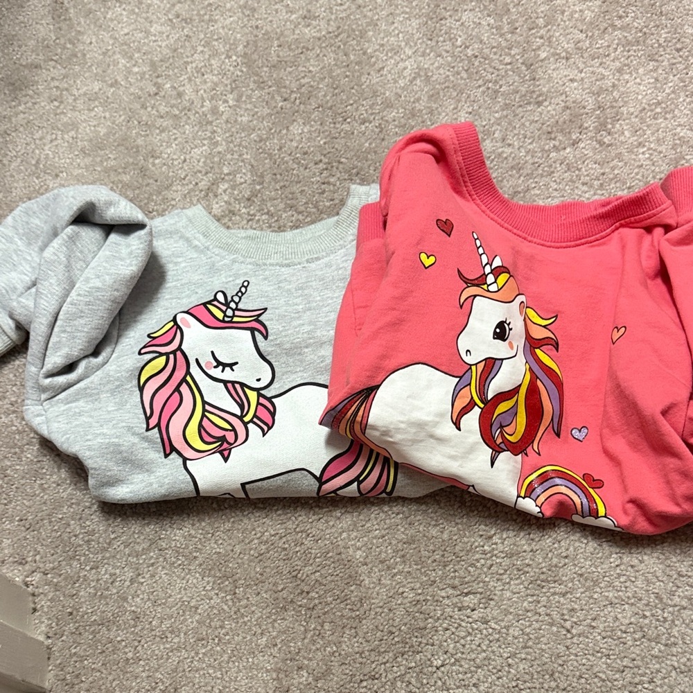 6T Unicorn Sweatshirts Set - Gray and Pink